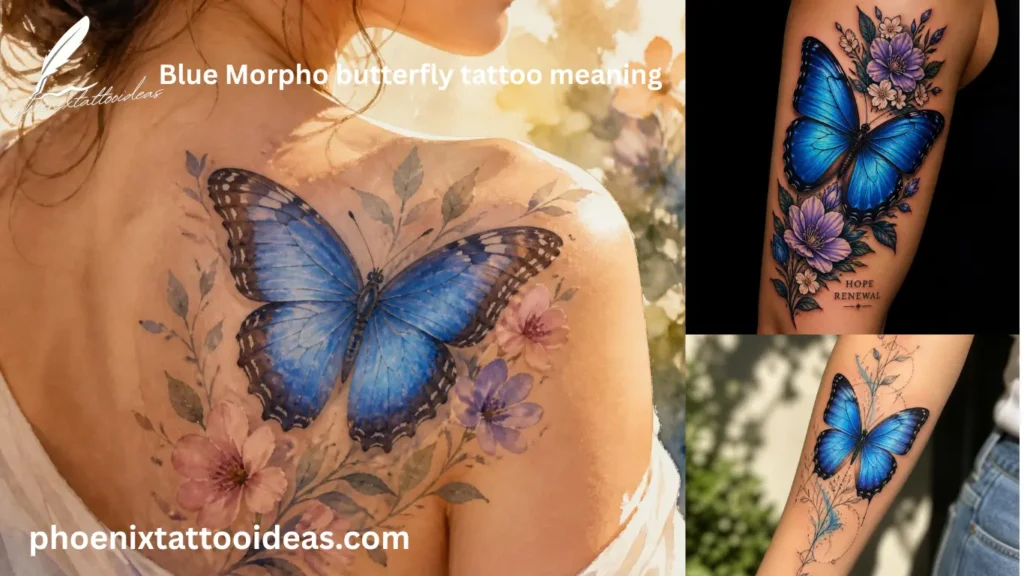 Blue Morpho butterfly tattoo meaning symbolizing hope, peace, transformation, and spiritual growth