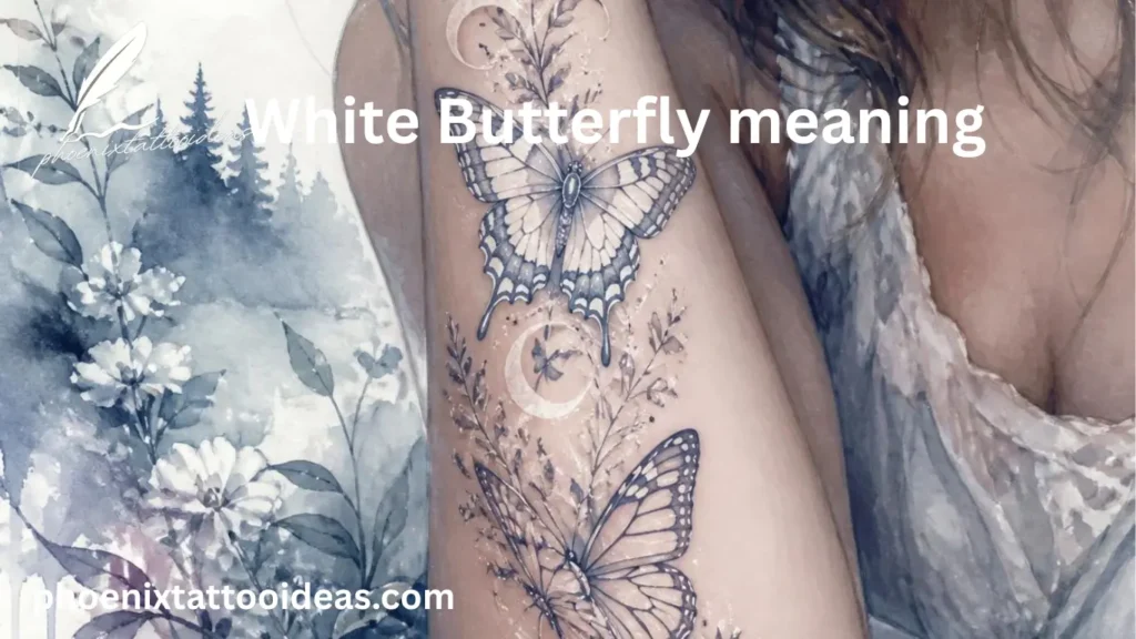 White butterfly tattoo meaning symbolizing purity, spiritual awakening, peace, and new beginnings