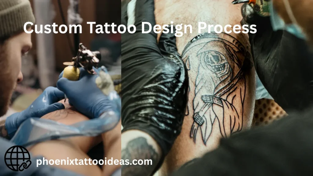 Custom tattoo design process from idea and sketch to tattoo session and healing