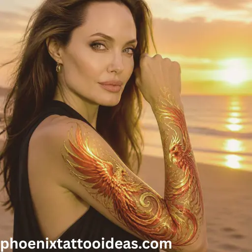 Detailed phoenix bird tattoo showcasing rebirth, resilience, transformation, and spiritual symbolism in a colorful tattoo design.