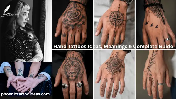 Stylish hand tattoos featuring meaningful designs on the back of the hand and fingers