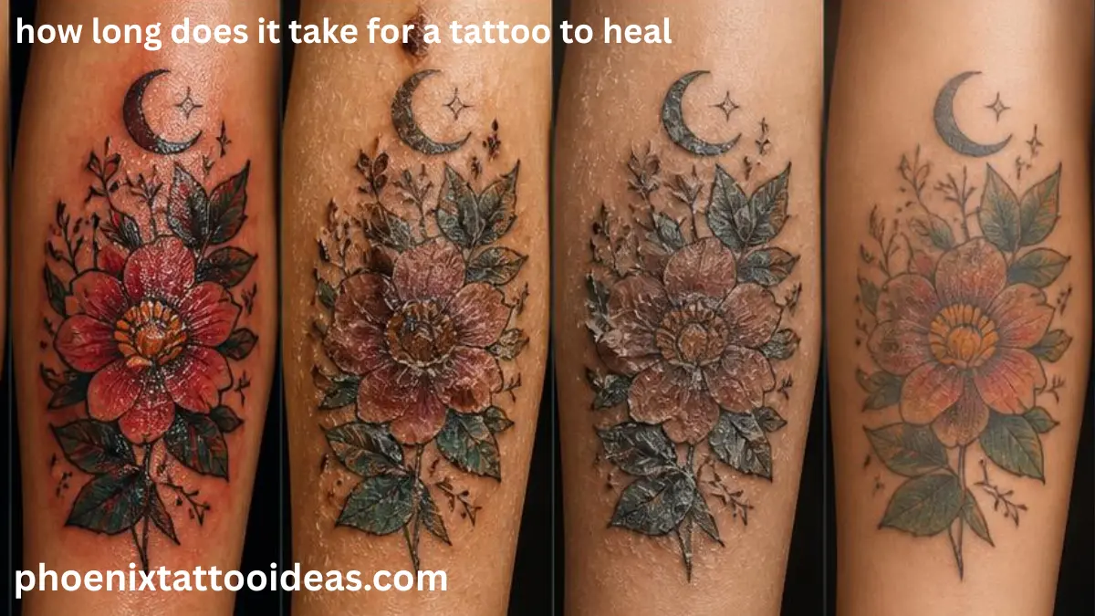 How long does it take for a tattoo to heal? Fresh tattoo showing normal healing stages with proper tattoo aftercare and recovery timeline.